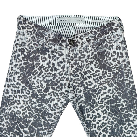 Guess Gray Animal Print “Skinny Ultra Low” Denim Jeans (size 25) - Picture 3 of 10